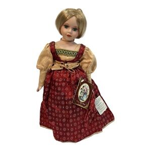 Vintage Rapunzel Doll Geppeddo Fairy Tale Series Porcelain Red 16" Tall